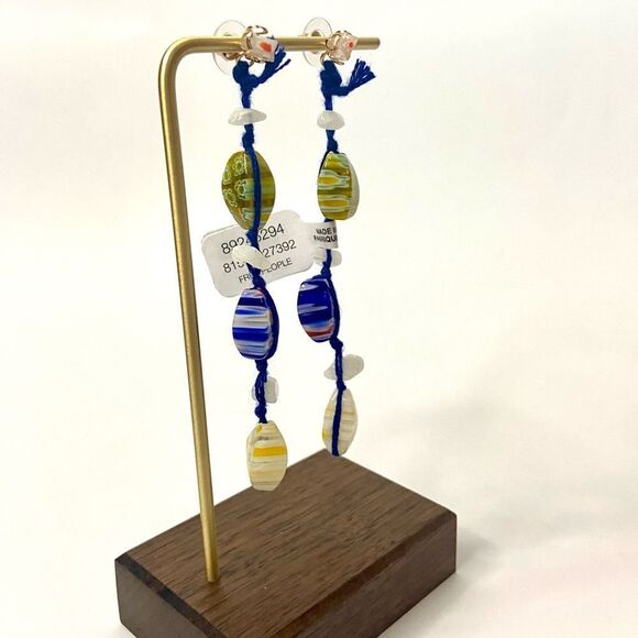 Free People Millefiori Glass Bead Dangle Festival Style Earrings Ariana Ost - Picture 3 of 9